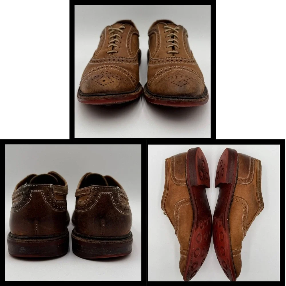 Allen Edmonds Strandmok Cap Toe Brogue Oxford Men Brown Leather Dainite USA Made